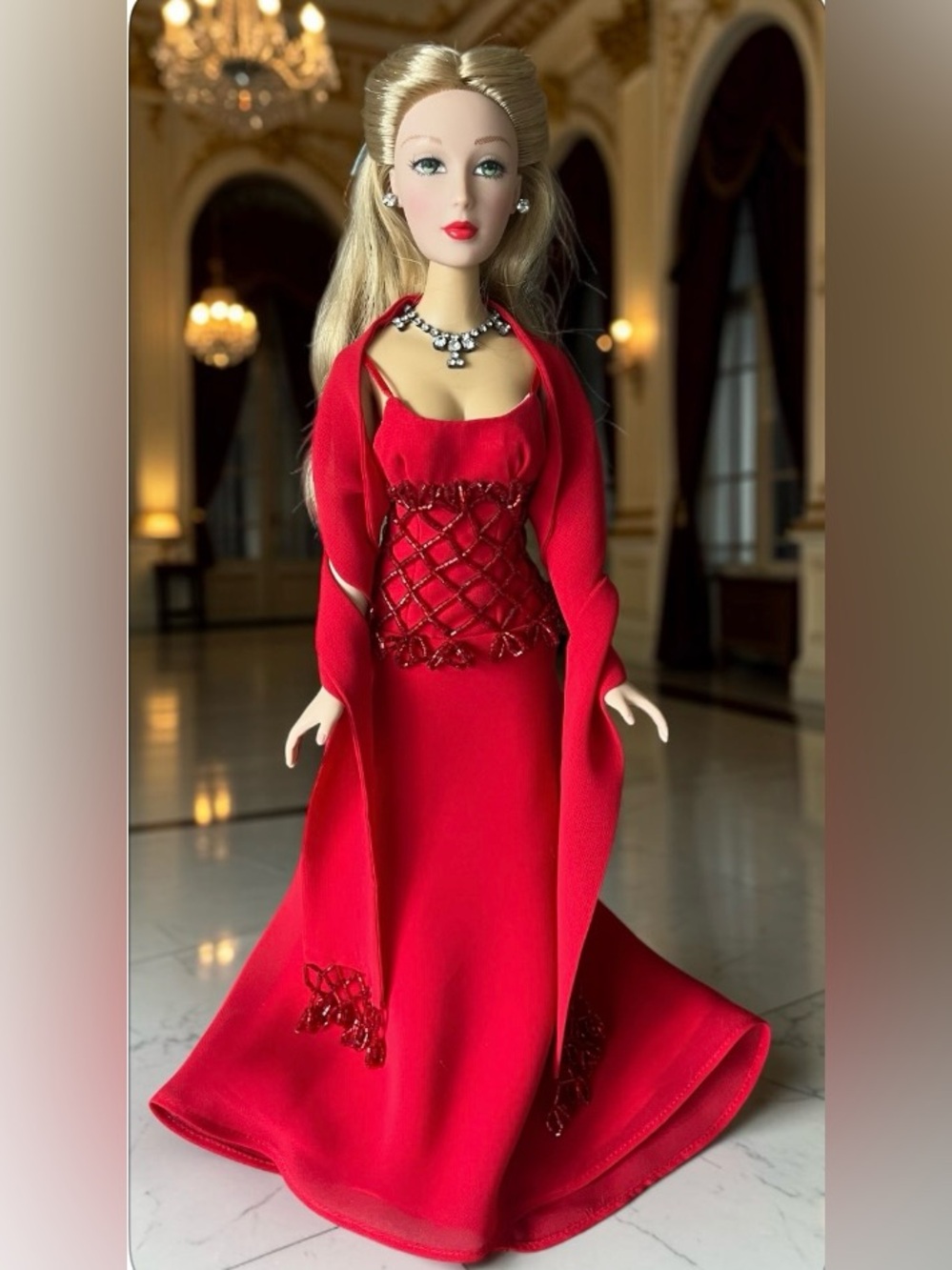 Madame Alexander "Crimson Christmas" Doll in Red Evening Gown with Shawl - Picture 7 of 15